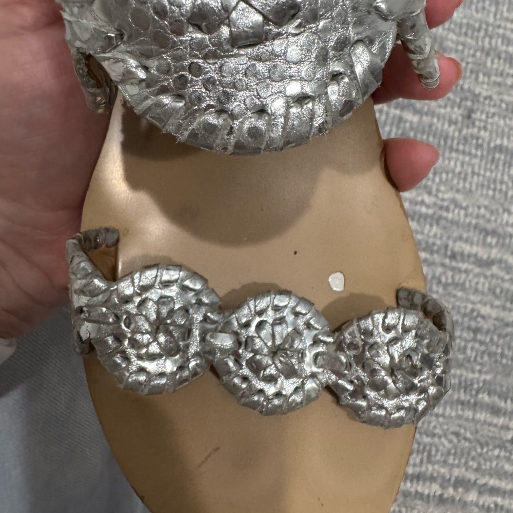 Jack Rogers Silver Metallic Leather Sandals - Picture 4 of 7
